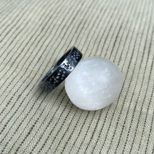 Handmade Darkened Speckled Ring